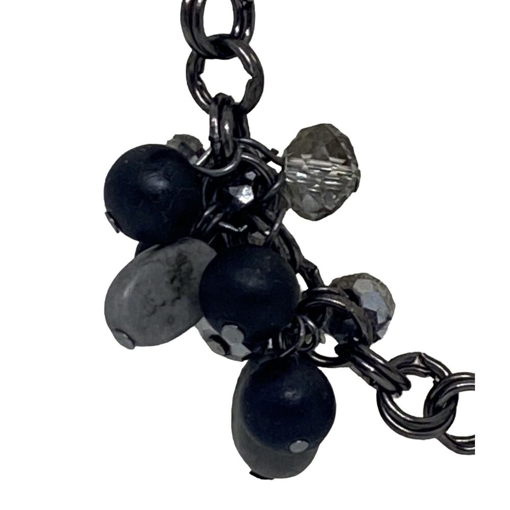 St. Emerald 36" Necklace Black Chain Faceted Black Silver Cluster Beads Fashion - Picture 5 of 13